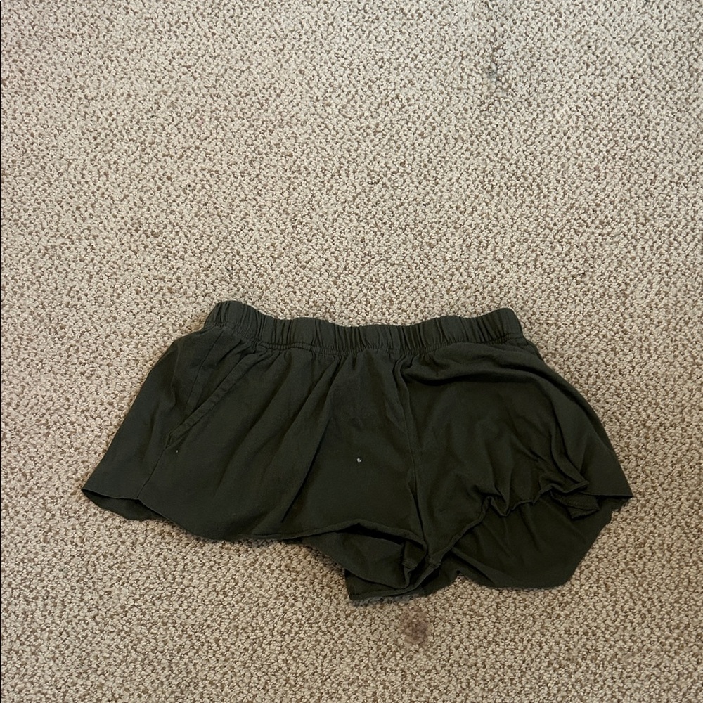 Women’s olive green Elastic-Waist Casual Shorts